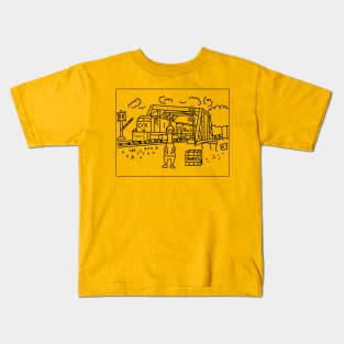 Rubber Chicken at the Train Kids T-Shirt